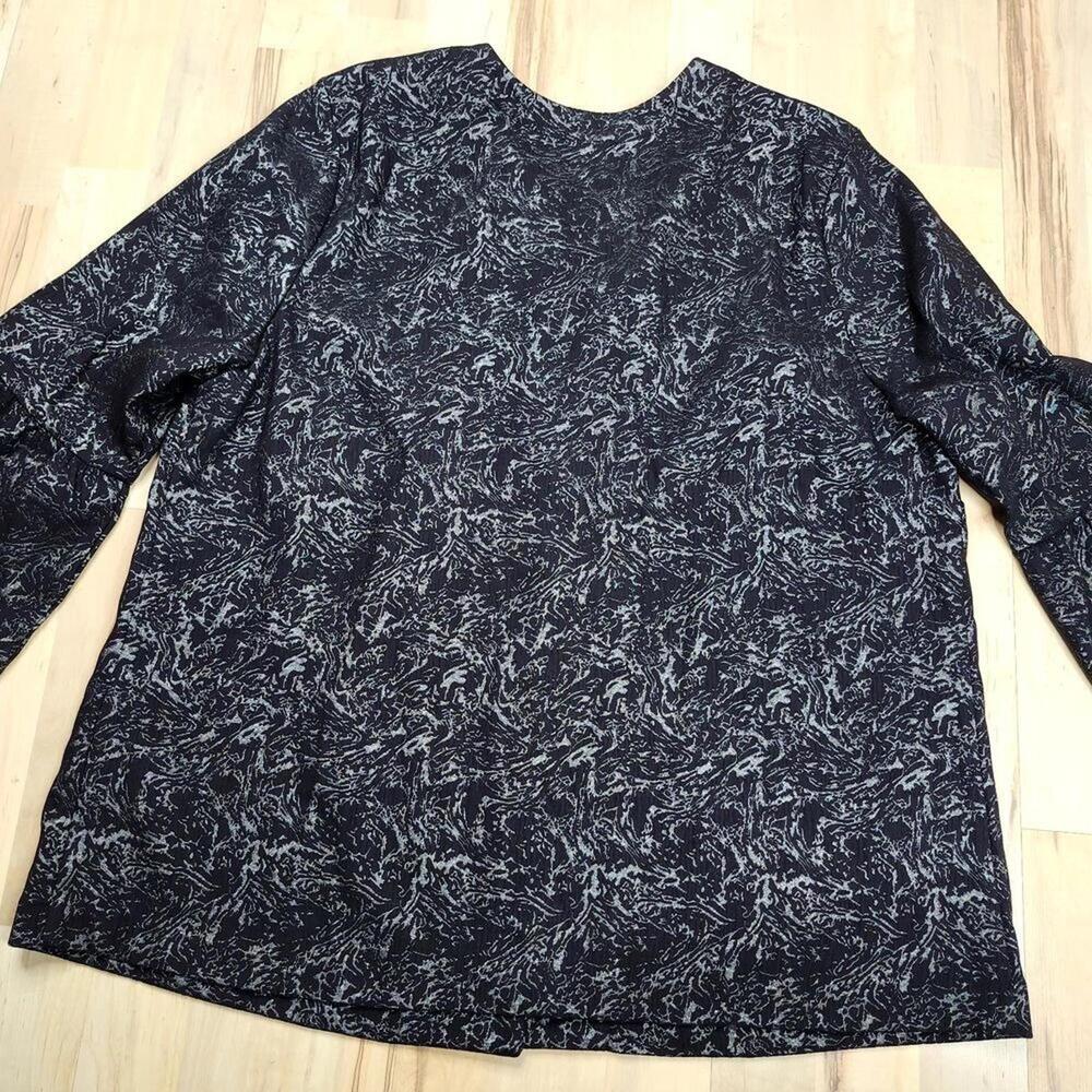 JM Collection Black & Silver Marble Pattern Bell Sleeve Blouse XXL‎ - Picture 6 of 7
